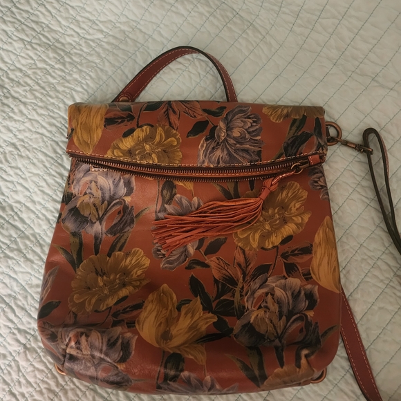 Patricia Nash Leather Shoulder Bag - Brown and Yellow Floral - Picture 2 of 4